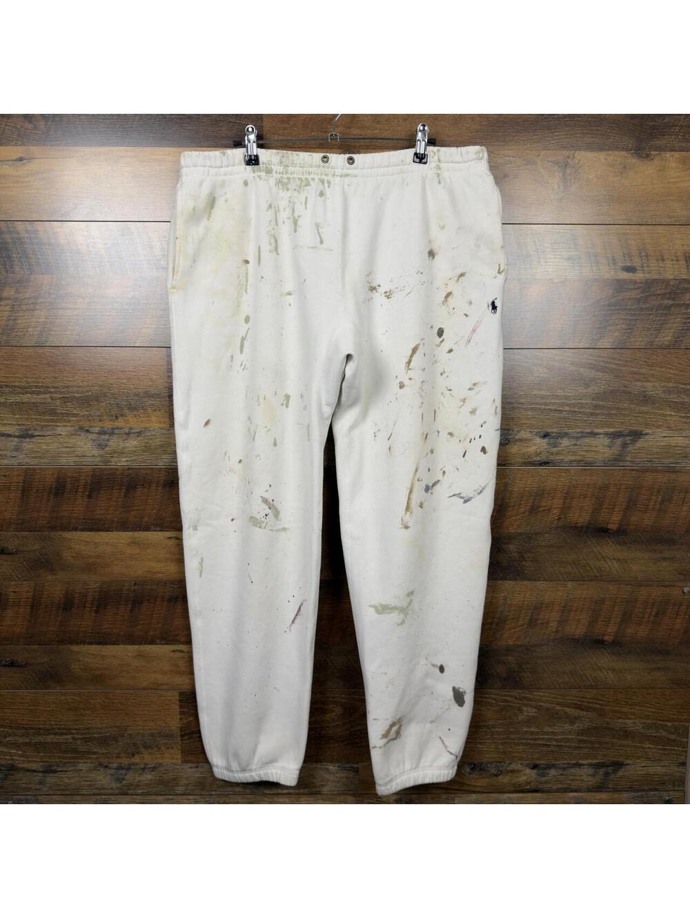 Vintage Polo Ralph Lauren Sweatpants Medium White Paint Splatter Distressed